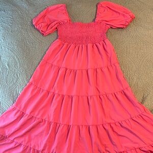 Pink smocked A Line Dress